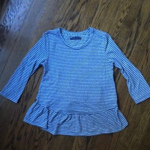 A&F Gray Striped Ruffle T